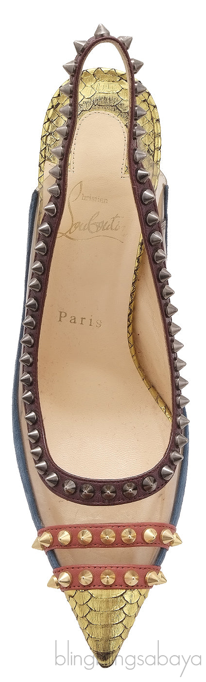 Multicolor Cloo Spike Slingback Heels