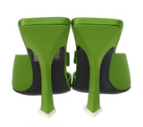 The Attico Green Pointed Satin Mule