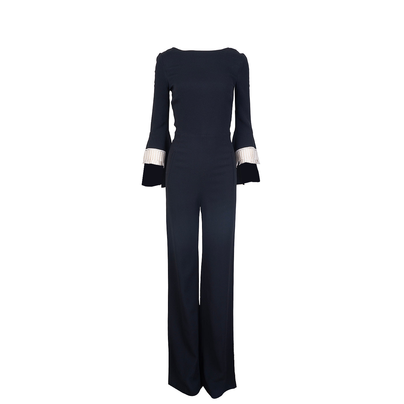 Roland Mouret Crochet-Trimmed Stretch Crepe Jumpsuit