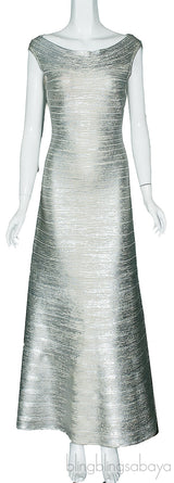 Silver Metallic Bandage Maxi Dress