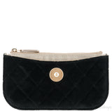 Black Quilted Velvet Pouch