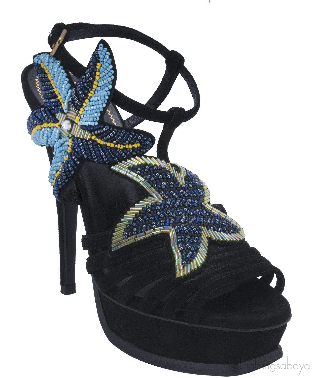 Star Fish Suede Black High Heels