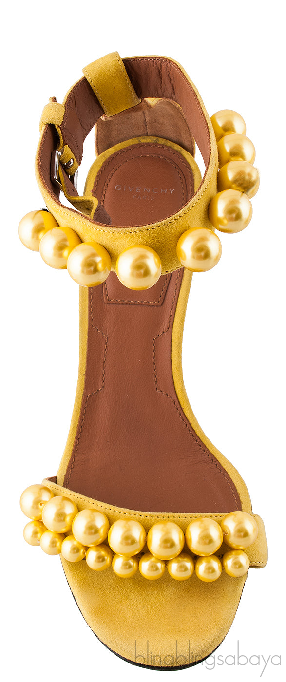 Pearlescent Suede Yellow Sandal