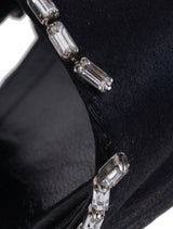 Hermes Black Satin and Crystal Sandals 39