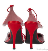 Red Satin Virgo Crystal Pump