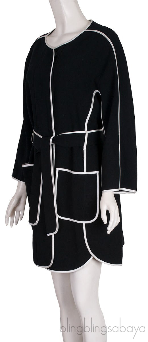 Pipe Detail Belt Coat