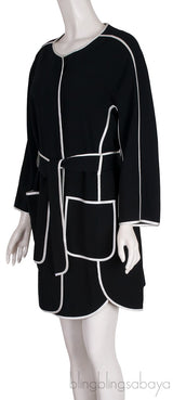 Pipe Detail Belt Coat