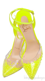 PVC Crystal Neon Green Slingback Heels