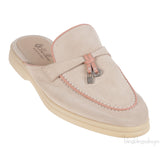 Loro Piana Babouche Charms Walk Loafers Beige Pink Mules