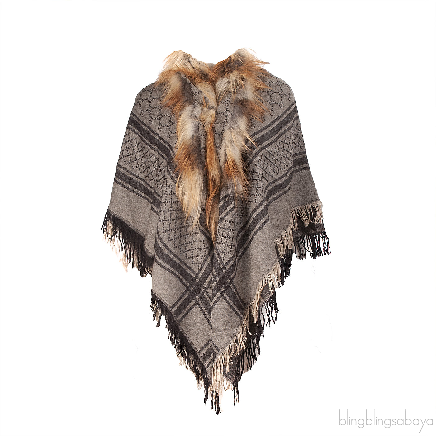 Gucci Fox Trimmed GG Patterned Stole