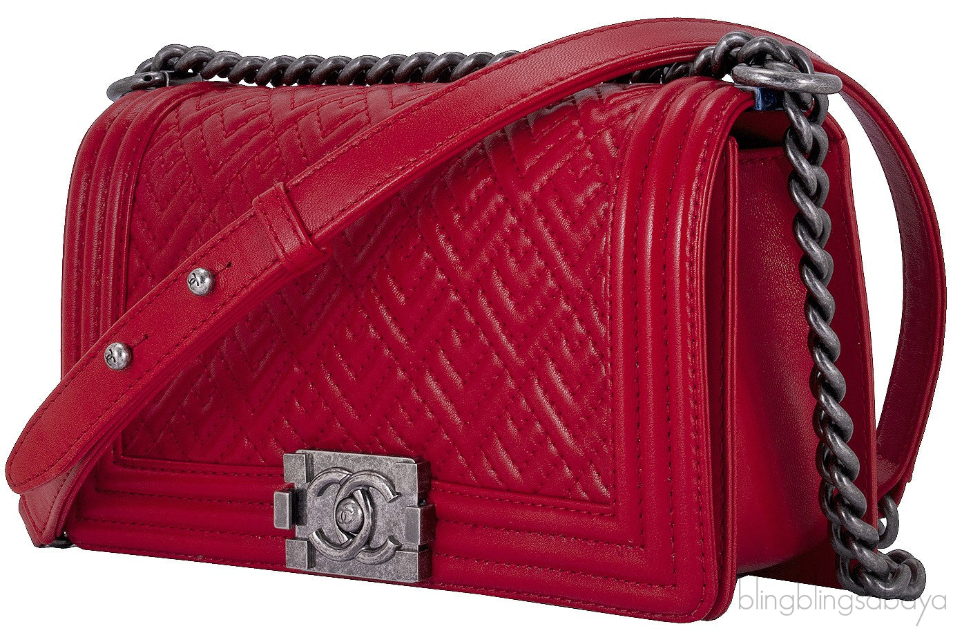 Medium Red Quilted Le Boy