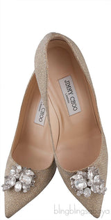 Mamey Gold Glitter Embellished Pumps
