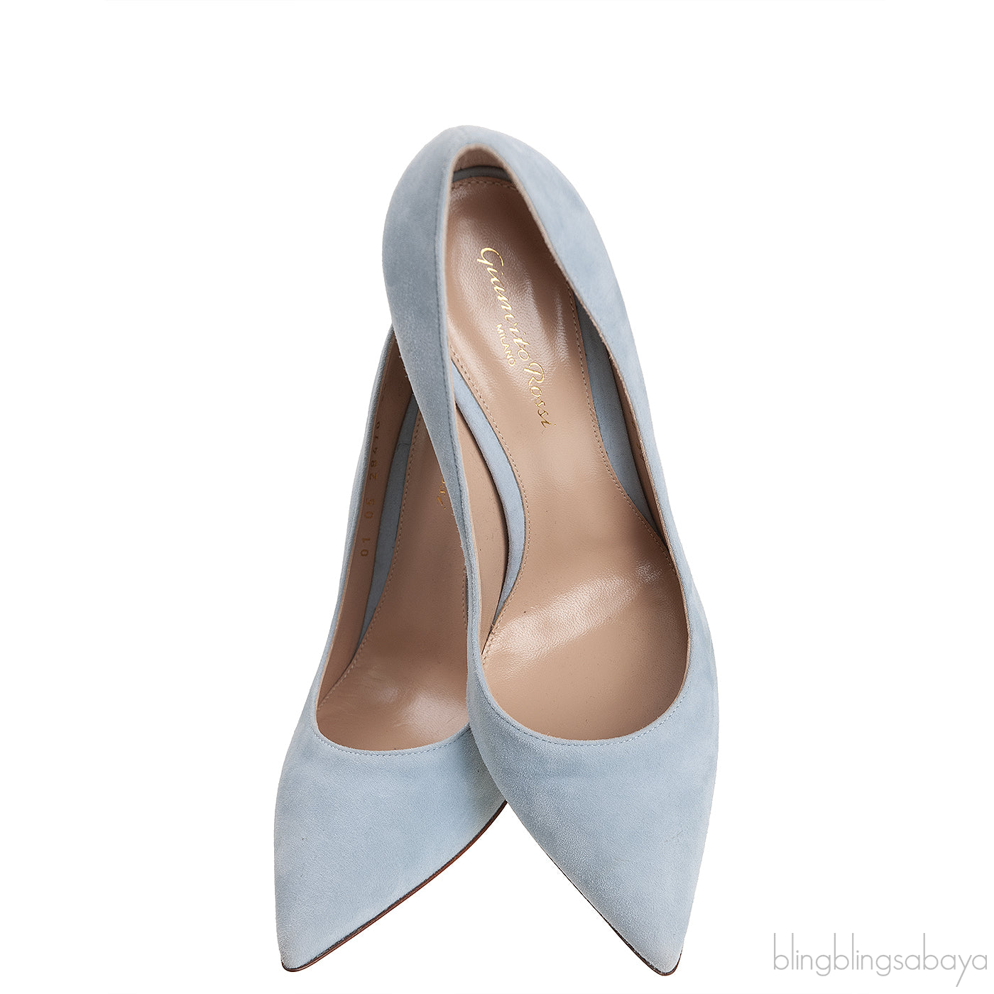 Light Blue Suede Pointed Toe Heels