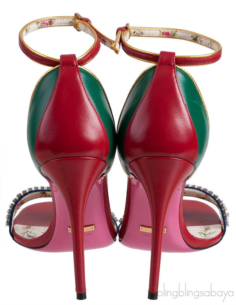 Multicolored Grosgrain Crystal Sandals