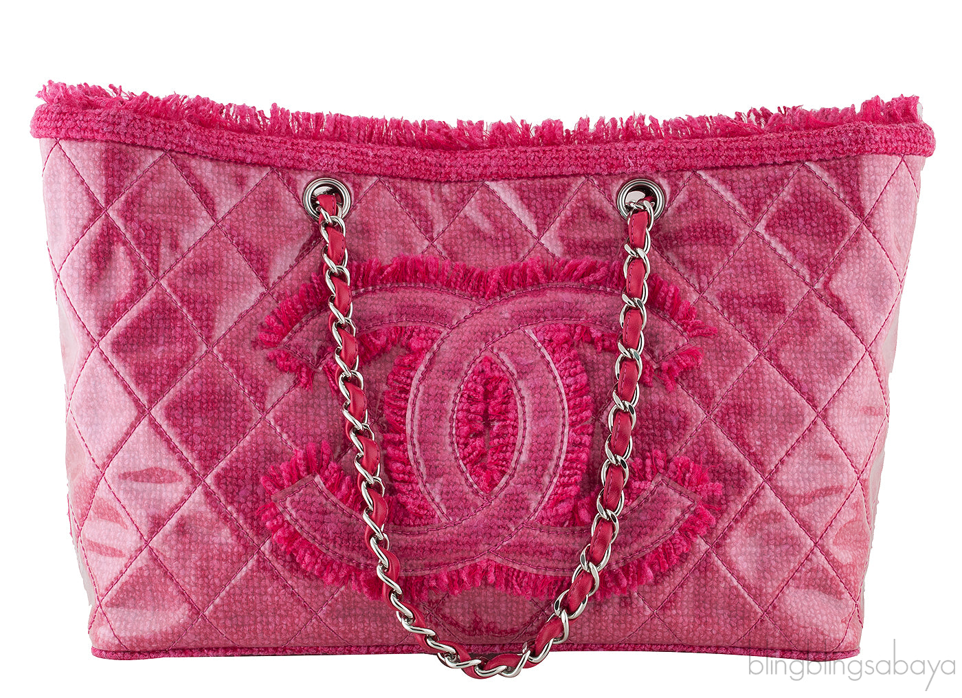 Quilted Pink Tweed PVC Tote