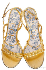 Metallic Gold Braided Strappy Sandals