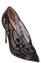 Black Mesh Pointed Toe Heels