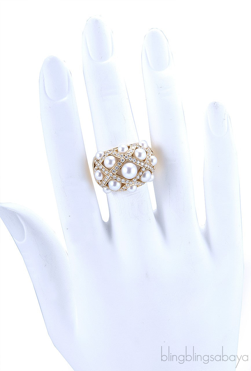 Pearl Diamond Matelasse Ring