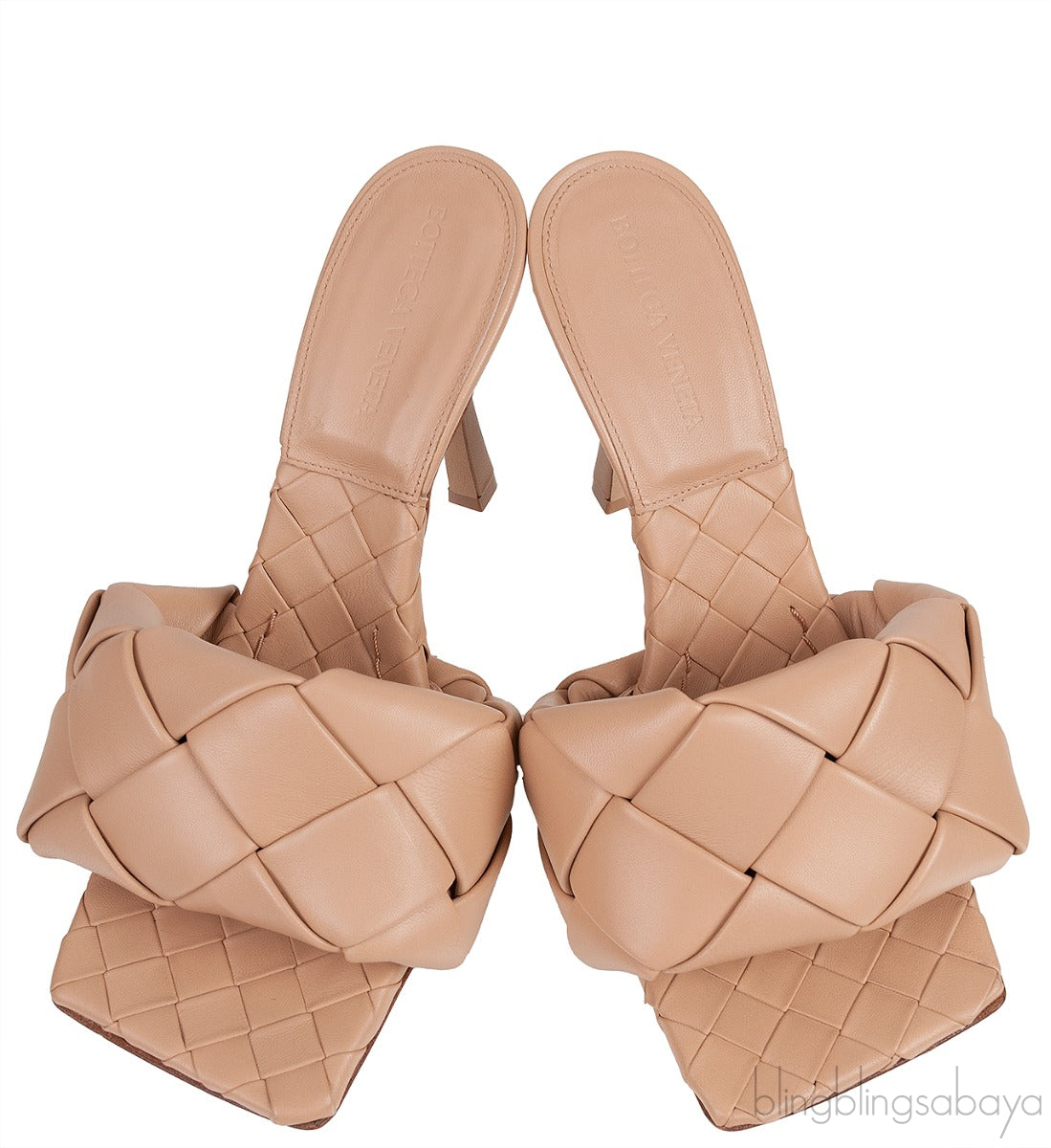 Bottega Veneta Nude Lido Intrecciato Square Toe Mule 38