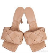 Bottega Veneta Nude Lido Intrecciato Square Toe Mule 38