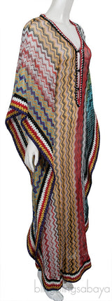 Multicolor Perforated Caftan Dress