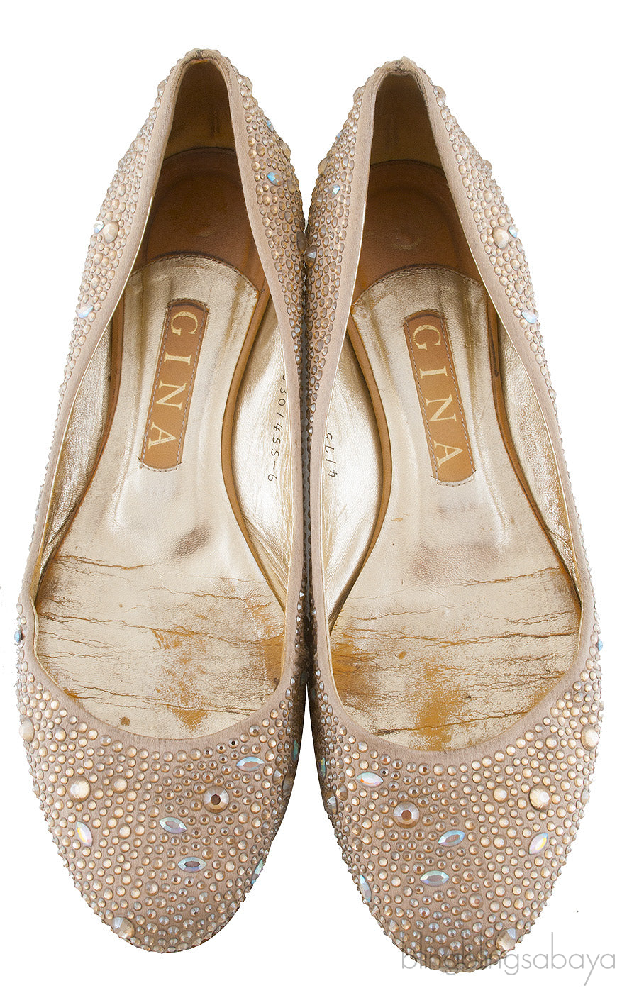 Gold Crystal Ballet Flat