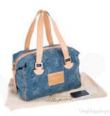 Chopard Blue Denim Distressed Logo Shoulder Bag