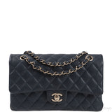 Classic Midnight Blue Medium Double Flap Bag GHW