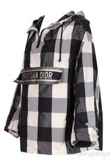 Dior Black & Off White Plaid Polyester Rain Jacket