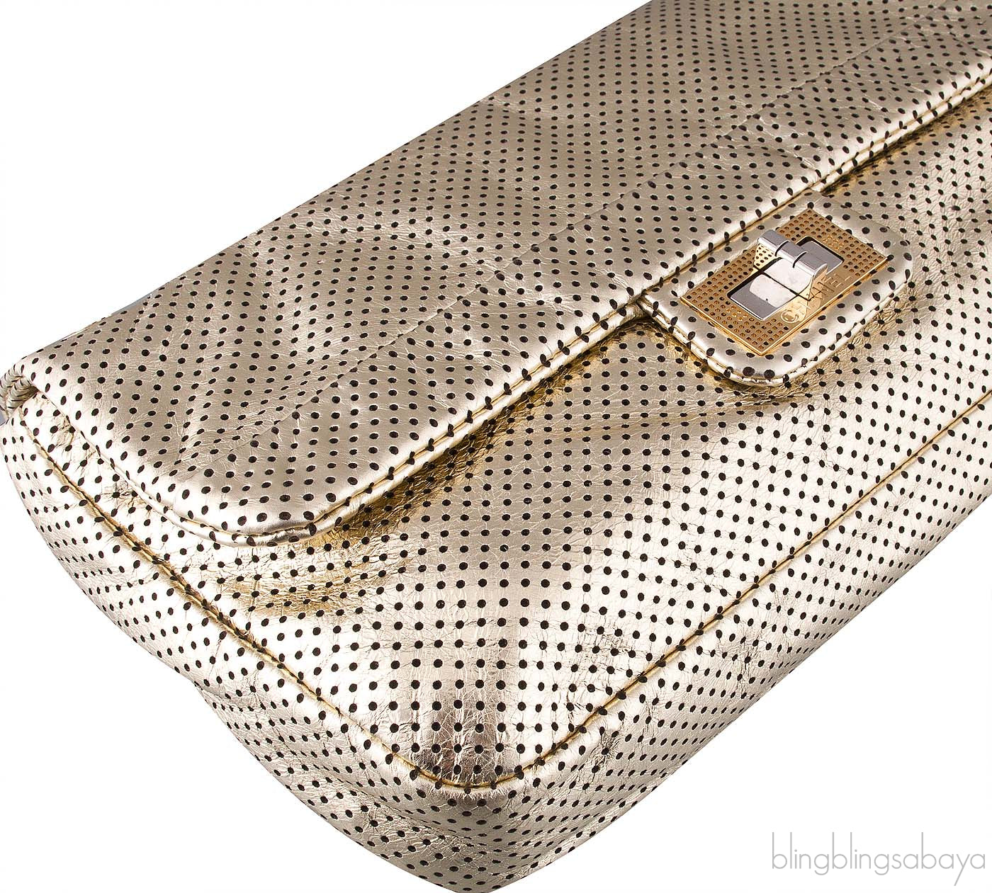 Gold Perforated Drill Flap Bag