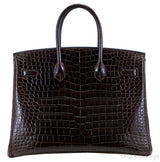 Birkin 35 Nicotine Shiny Croco