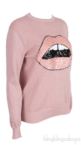 Metallic Pink Sequin Lip Sweatshirt
