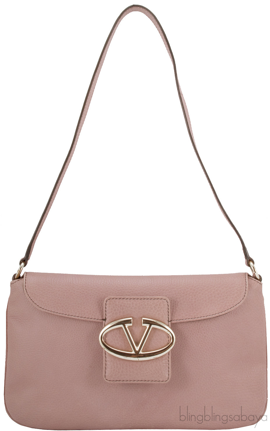 Dusty Pink V Logo Shoulder Bag