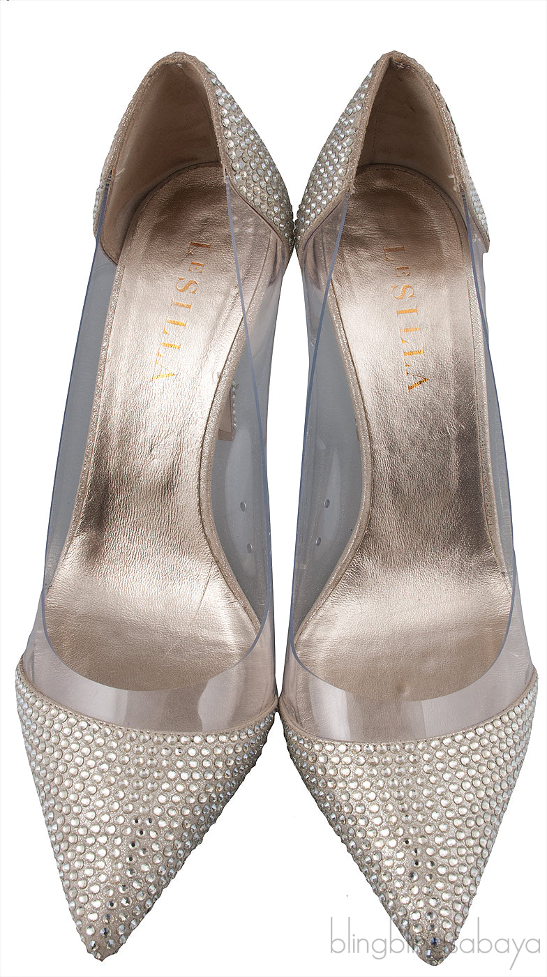 PVC Light Gold Crystal Heels