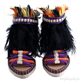 Tahiti Platform Feather Sandals