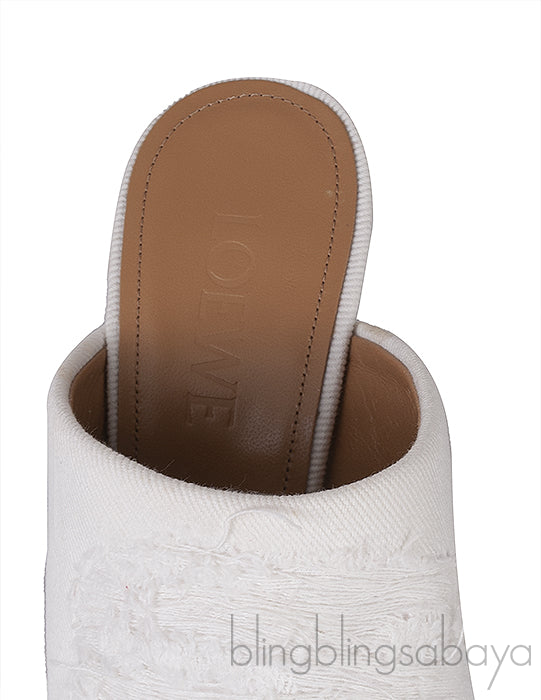 Loewe White Ripped Denim Mules
