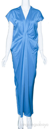Blue Gathered Front Maxi Dress