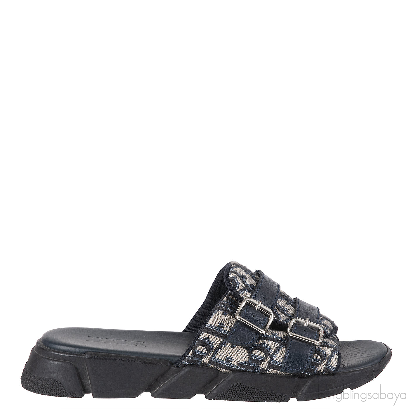 Beige and Black Dior Oblique Technical Kids Jacquard Sandals