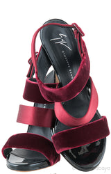 Burgundy Velvet Strappy Sandals