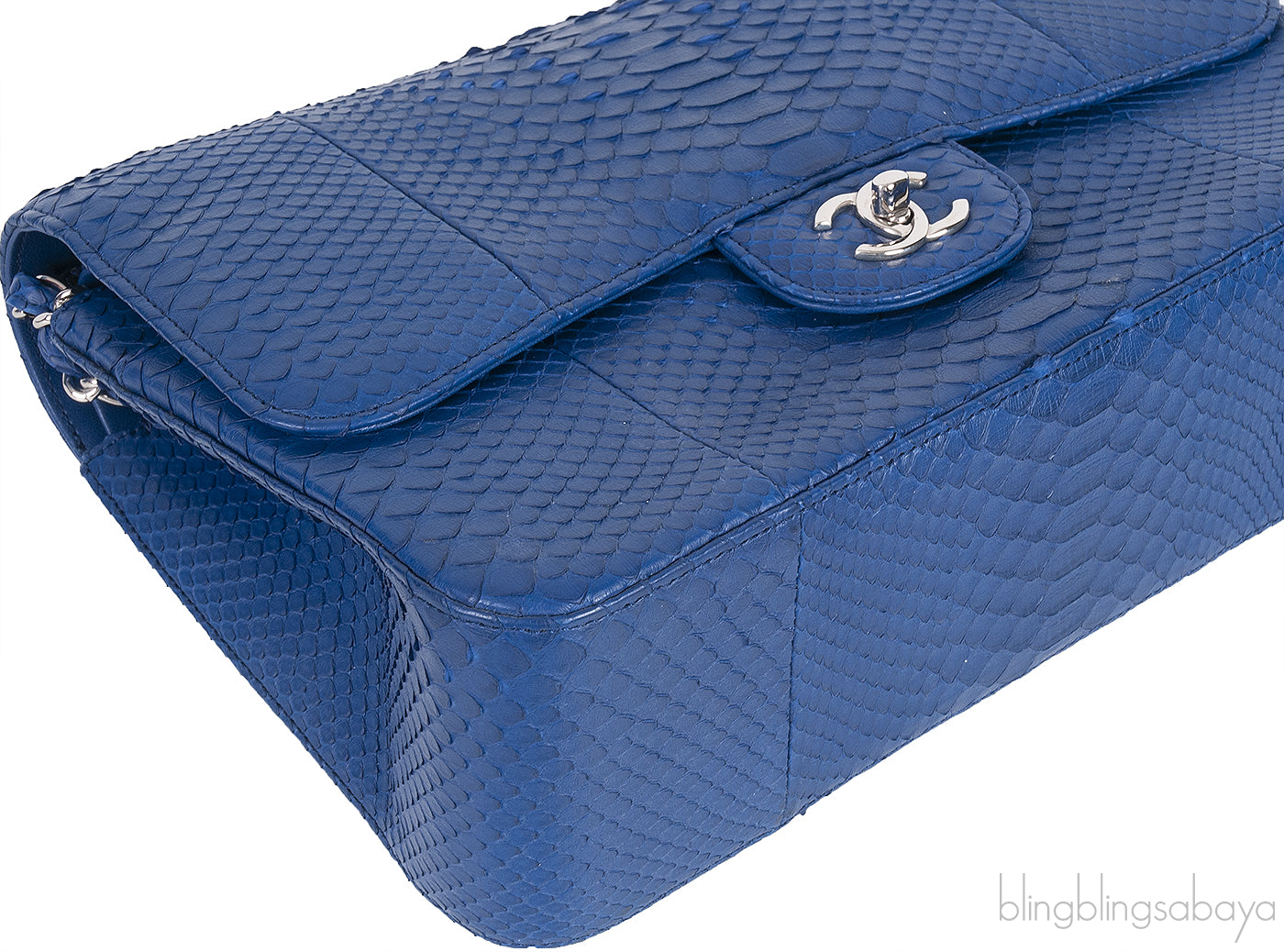 Chanel Classic Blue Python Jumbo Flap Bag