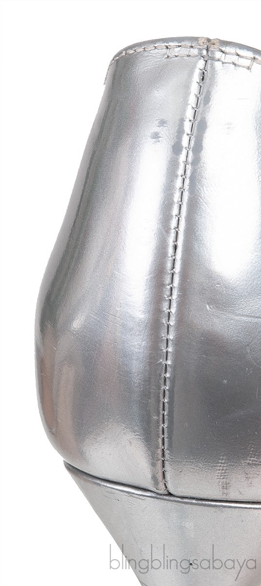 Metallic Silver Pointed Toe Heels