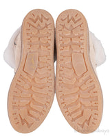 Beige Suede Fur Trim Flat Boots