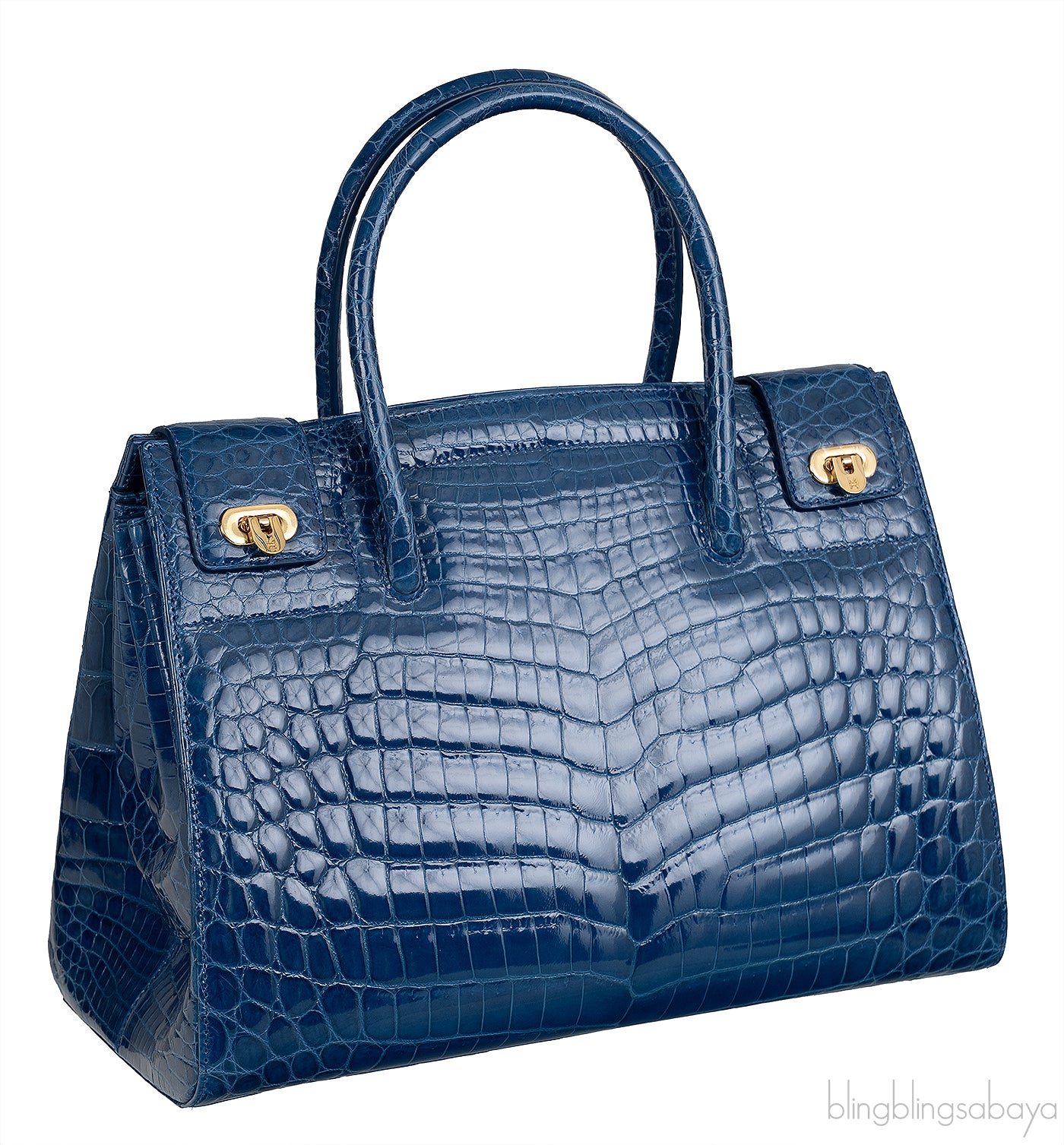 Kwanpen Blue Crocodile Top Handle Bag