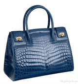Kwanpen Blue Crocodile Top Handle Bag