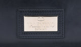 Rosette-appliquéd Leather Clutch