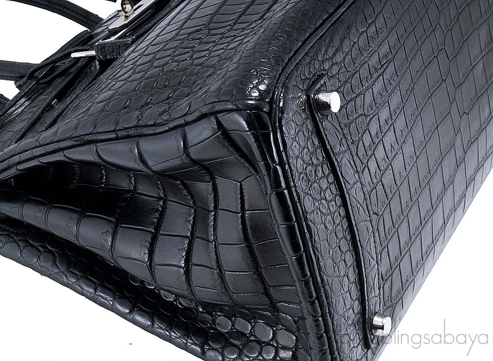 Birkin 35 Black Matte Crocodile PHW