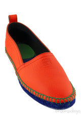 Orange Textured Leather Espadrille