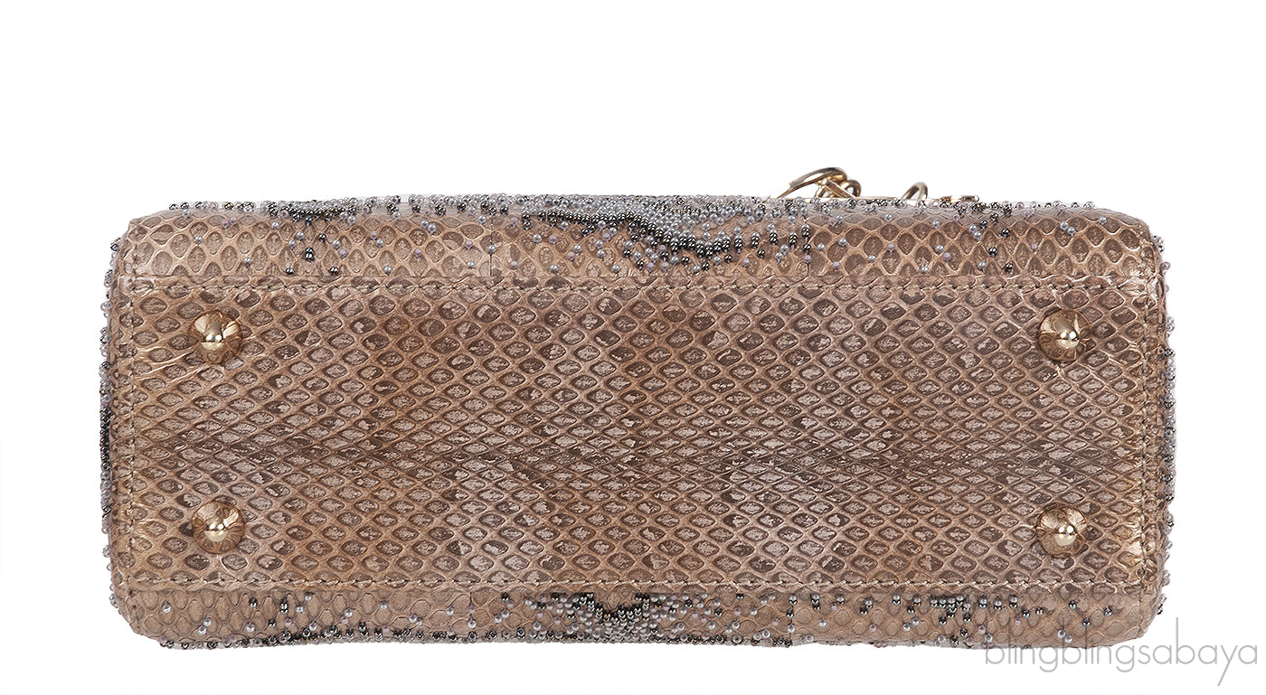 Lady Dior Beaded Python Small Handbag GHW