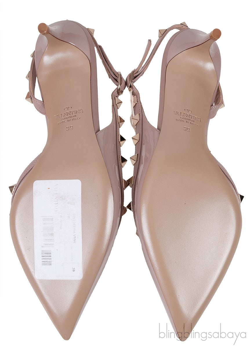 Spike Rockstud Nude Slingback Mini Heels