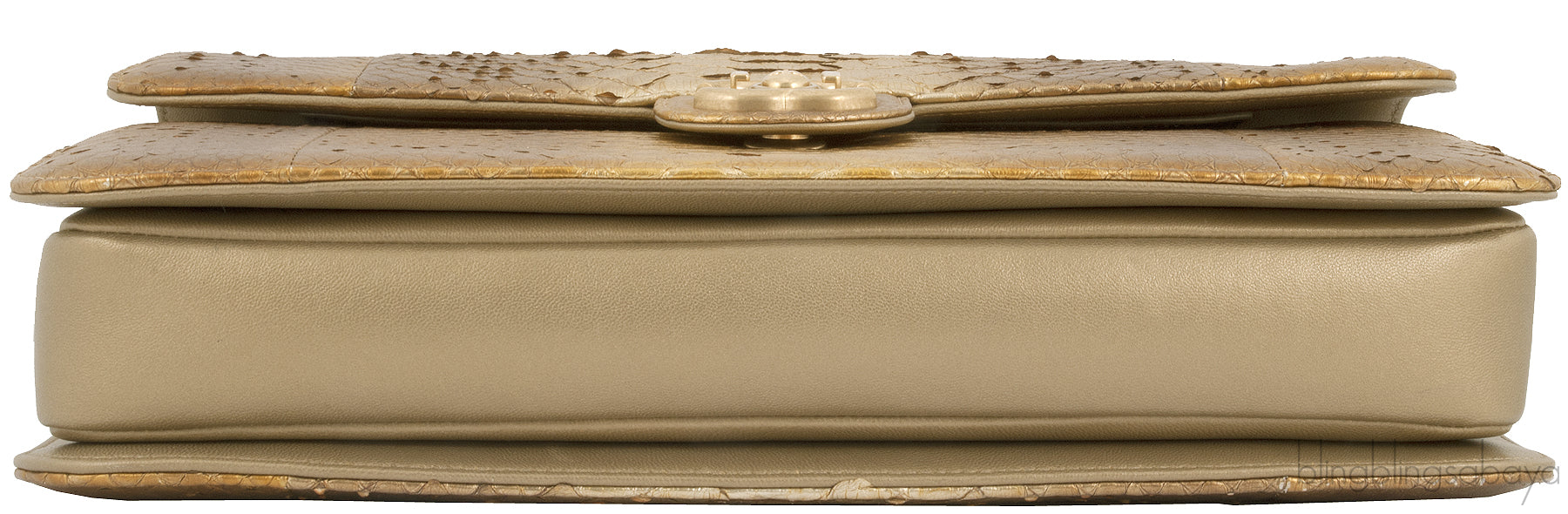 Gold Metallic Python Shoulder Bag